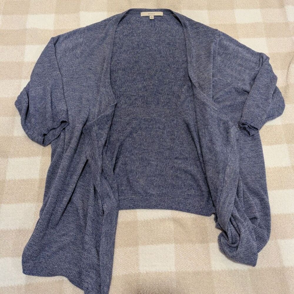 Sejour Blue Marl Knit Open Front Cardigan Sweater Plus Size 1X nordstrom